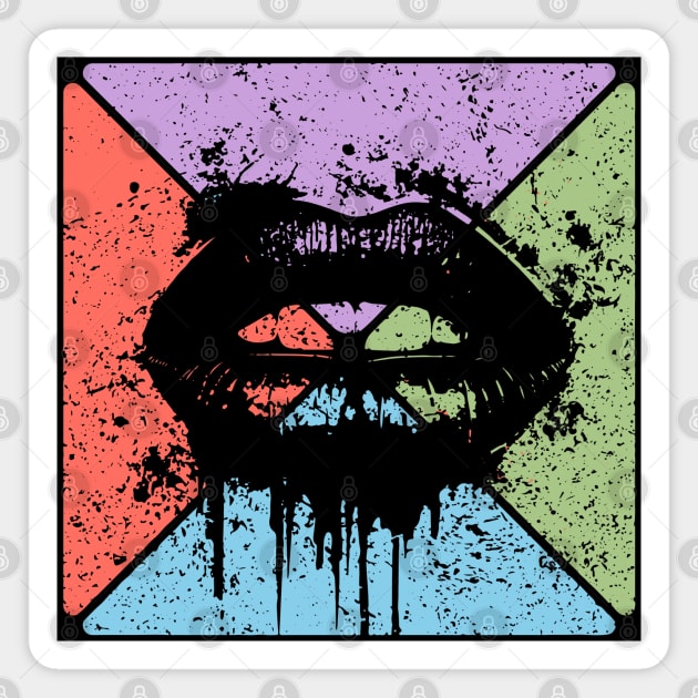 Dripping Lips Grunge Pop Art – Bold Retro Kiss Design Magnet by TuncGK